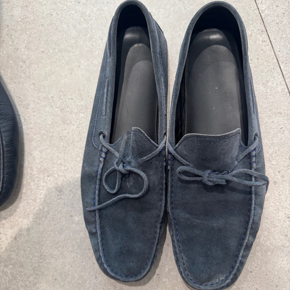 Tod’s Mens Navy Blue Suede City Gommino Driving Loafer UK Sz 12.5, US 13.5/14